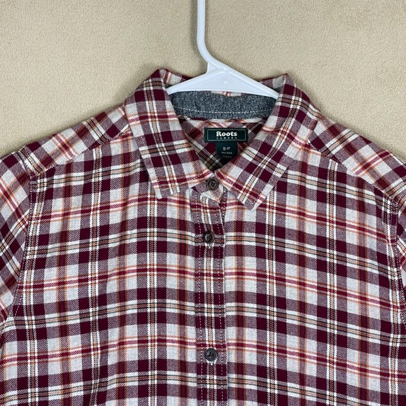Roots Canada Long Sleeve Flannel Shirt Womens S Multicolor Plaid‎ Pockets Cotton - Picture 2 of 11